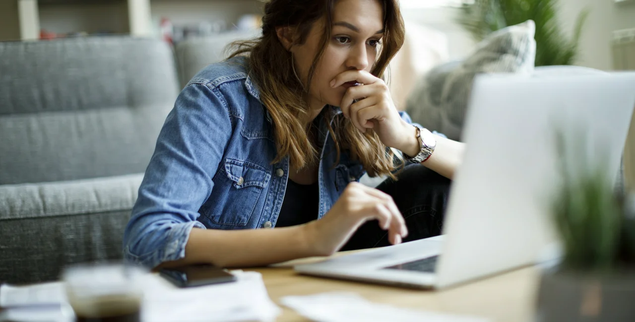Girl using laptop computer