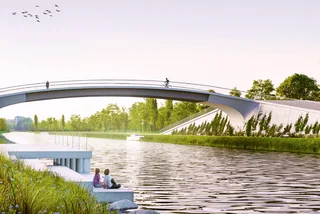 A new, modern bridge will link two parts of Prague 7 by Holešovice